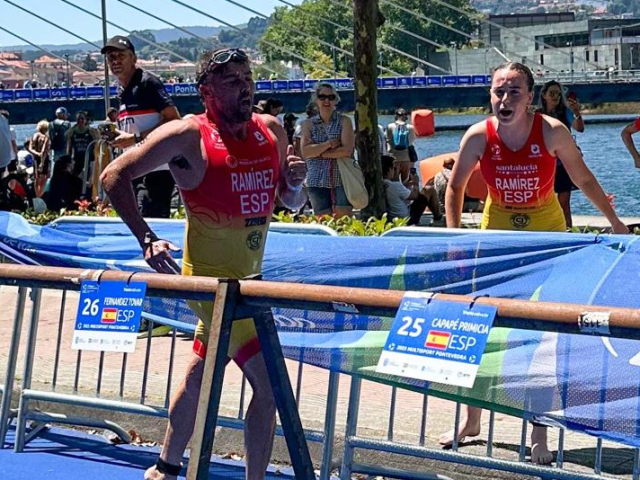 4º posicion de Antonio ramírez en el campeonato del mundo de acuatlon de Pontevedra